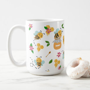 Bumble bee and honey pattern coffee mug
