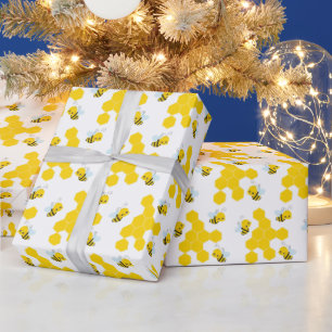 Bumble Bee and Honeycomb Pattern Wrapping Paper