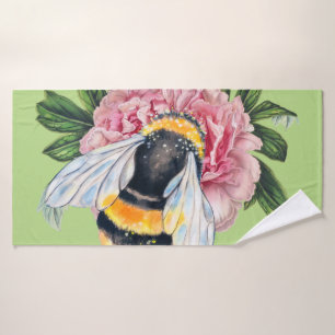 Bumble Bee And Peony Bath Towel Set