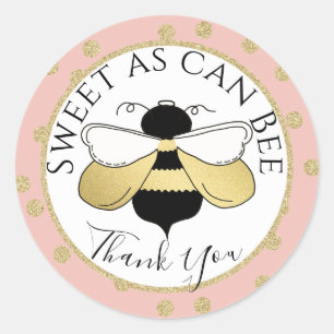 Bumble Bee and Polka Dots Thank You Classic Round Sticker