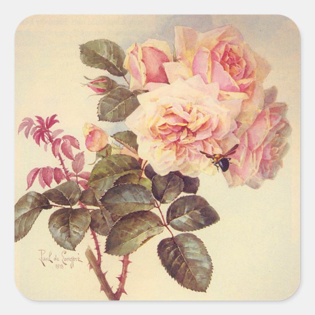 Bumble Bee and Roses Sticker (Front)