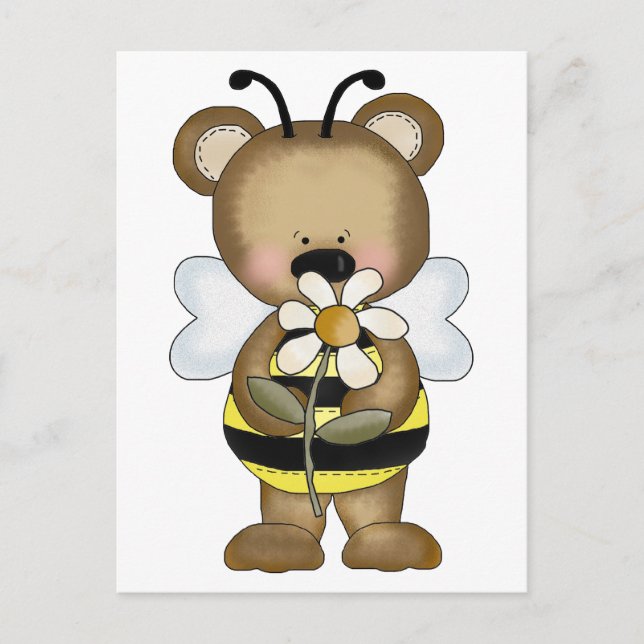 Bumble Bee Baby Bear Postcard (Front)