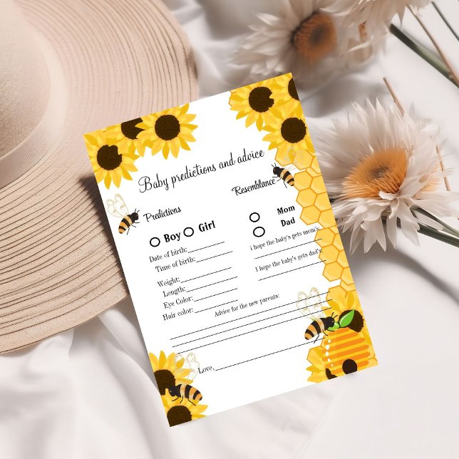Bumble Bee baby prediction Baby Shower game Card (Creator Uploaded)