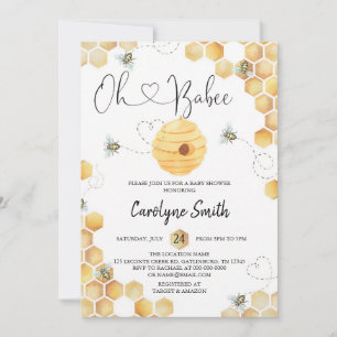 Bumble Bee Baby Shower Gold Honey Theme Invitation