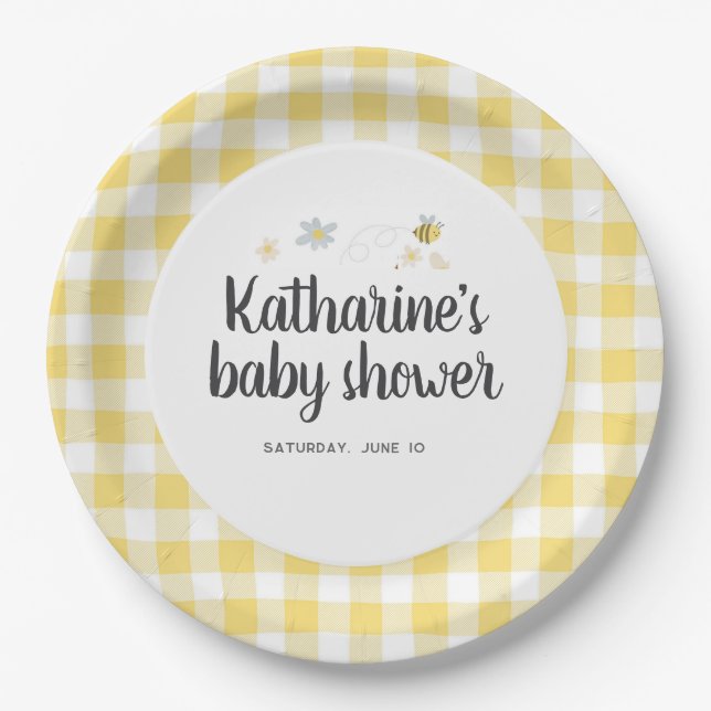 Bumble Bee Baby Shower Paper Plates (Front)