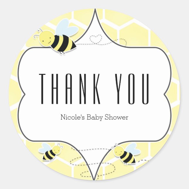 Bumble Bee Baby Shower Party Favour Stickers (Front)