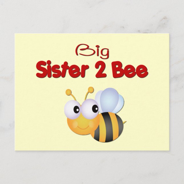 Bumble Bee Big Sister to Be Postcard (Front)