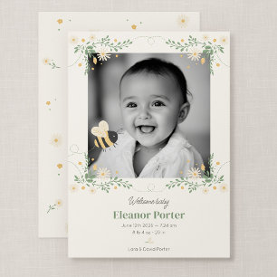 Bumble Bee Birth Announcement 5x7" Photo Card