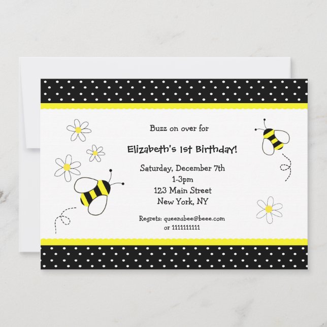 Bumble Bee Birthday invitations (Front)