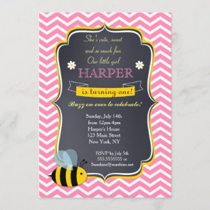 Bumble Bee Birthday Party Invitations