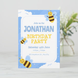Bumble Bee Birthday Party Invite, Honey Invitation