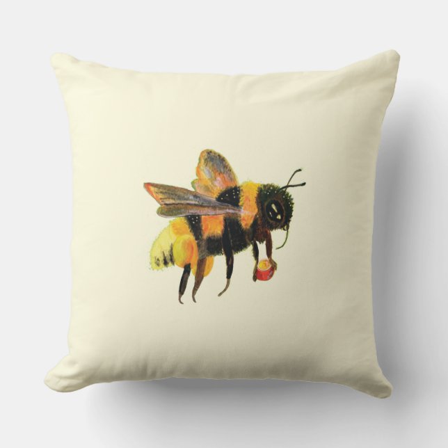 Bumble Bee carrying pollen  Cushion (Front)