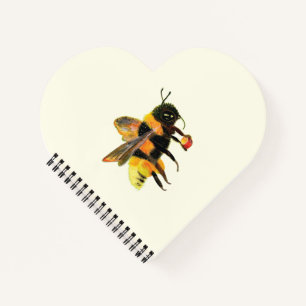 Bumble Bee carrying pollen  Heart shaped Notebook