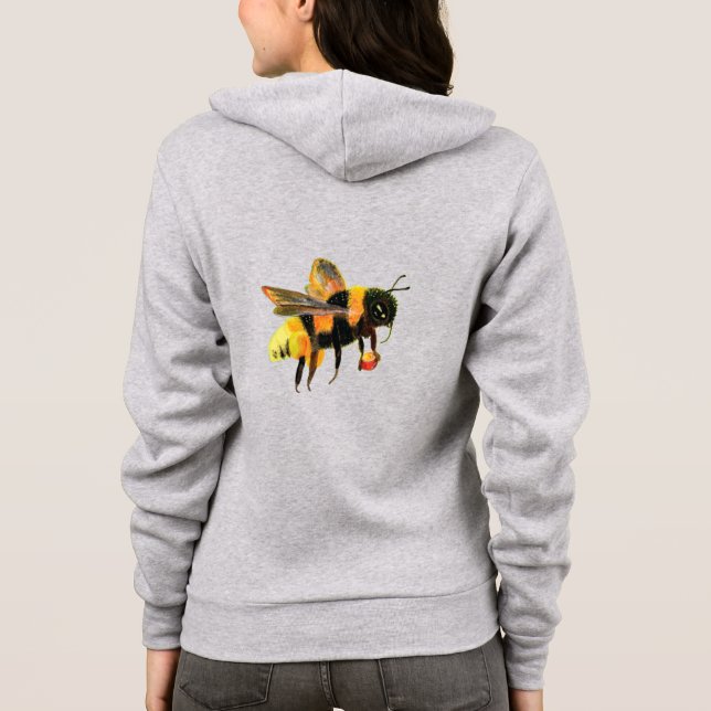 Bumble Bee Carrying Pollen Light Grey Hoodie (Back)