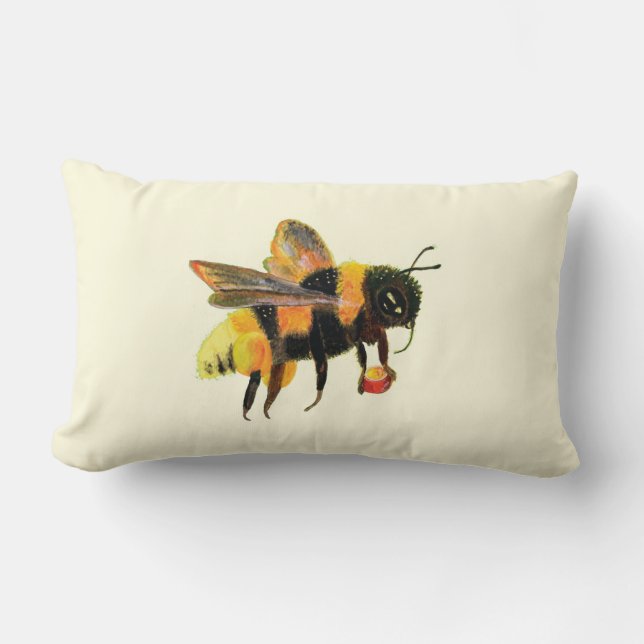 Bumble Bee carrying pollen Lumbar Cushion (Front)