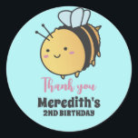 Bumble Bee Cartoon Kids Birthday Party Favour Classic Round Sticker<br><div class="desc">Cute party favours for kids,  boys or girls who love animals. Perfect for kids birthday party,  party favours and thank you label. You can also customise the text for baby shower or other occasion and party.</div>