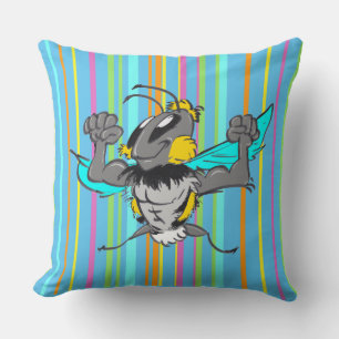 Bumble Bee Cartoon Stripes Pattern Throw Pillow