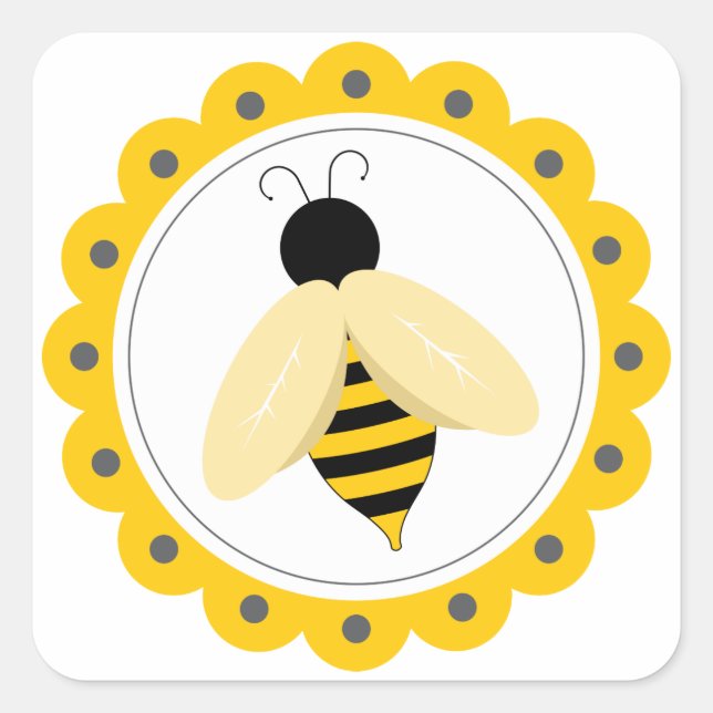 Bumble Bee Circle Square Sticker (Front)