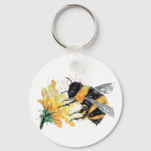Bumble Bee collecting Pollen Key Ring
