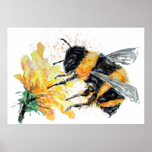 Bumble Bee collecting Pollen Poster