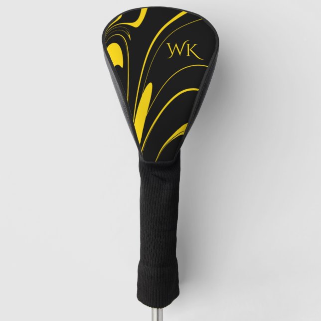 Bumble Bee Colours Yellow Monogram  Golf Head Cover (Front)