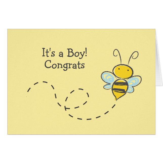 Bumble Bee Congrats Newborn Baby Card (Front Horizontal)