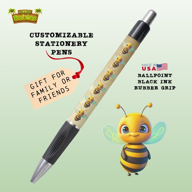 Bumble bee Cute Unique Honey Bee Golden Graphic 🐝 (Cute BumbleBee Honey Bee Fun Nature Wildlife Animal Cartoon Graphic Character Ink Pen Stationery 🐝)