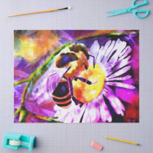 Bumble Bee Daisy Flower Garden Decoupage Tissue Paper