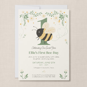 Bumble Bee First Bee-Day Birthday Party Invitation