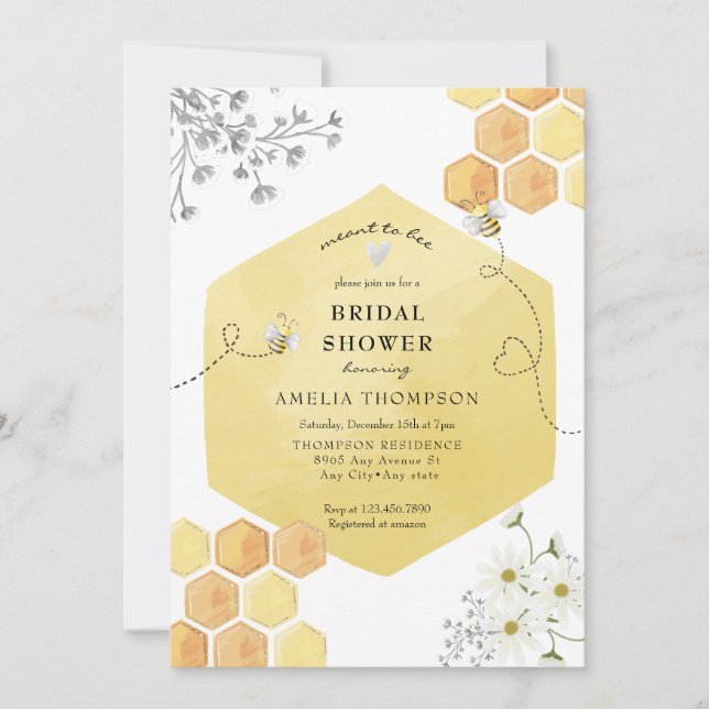 Bumble Bee Floral Bridal Shower Invitation (Front)