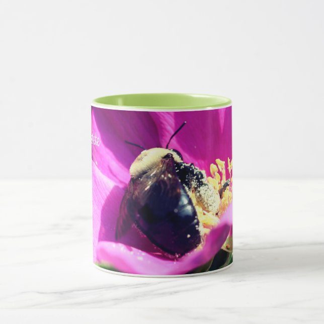 Bumble Bee Flower Personalised Mug (Center)