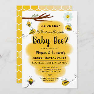 Bumble Bee Gender Reveal Party Invitation