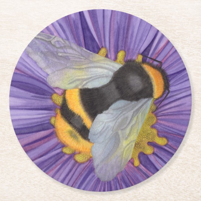 Bumble Bee Gift Set of Coasters Watercolor (Front)
