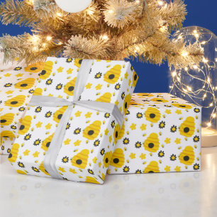 Bumble Bee Hive Pattern Wrapping Paper