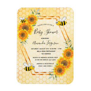 Bumble bee honeycomb sunflowers baby shower magnet