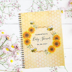 Bumble bee honeycomb sunflowers baby shower notebook
