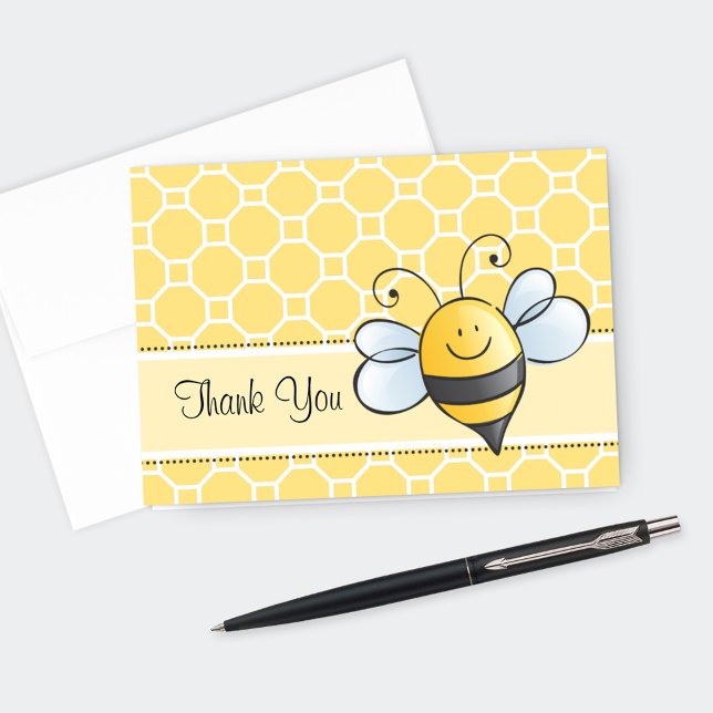 Bumble Bee Honeycomb Yellow Birthday Thank You Card (Creator Uploaded)