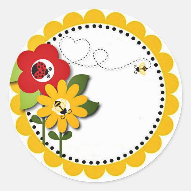 Bumble Bee Lady Bug Shower Party Birthday Stickers (Front)