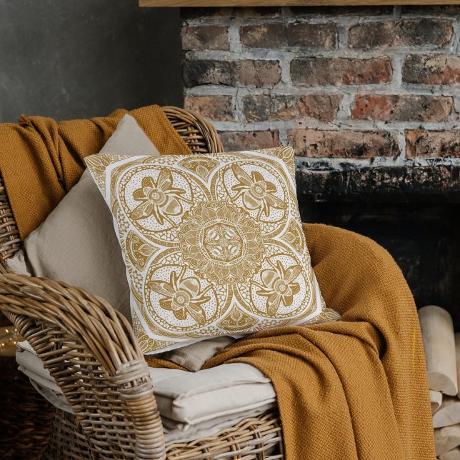 Bumble Bee Mandala Choose Your Colour Cushion (Creator Uploaded)