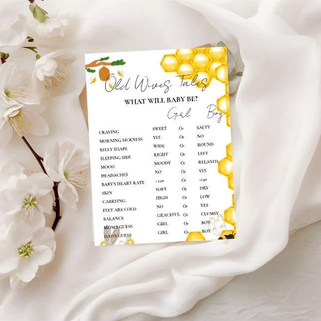 Bumble Bee Old WIves Tales Baby shower Game Card (Creator Uploaded)