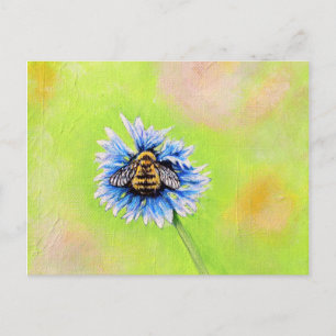 Bumble Bee on a Flower Painting Postcard