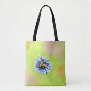 Bumble Bee on a Flower Painting Tote Bag