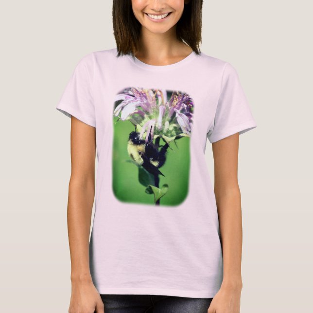 Bumble Bee On Bee Balm Nature  T-Shirt (Front)