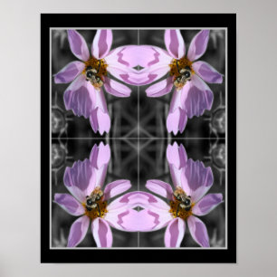 Bumble Bee On Cosmos Flower Partial Colour Abstrac Poster