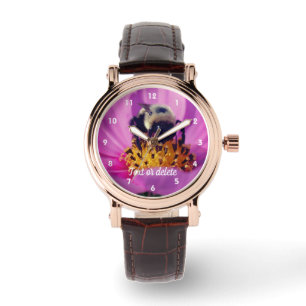 Bumble Bee On Cosmos Flower Personalised  Watch