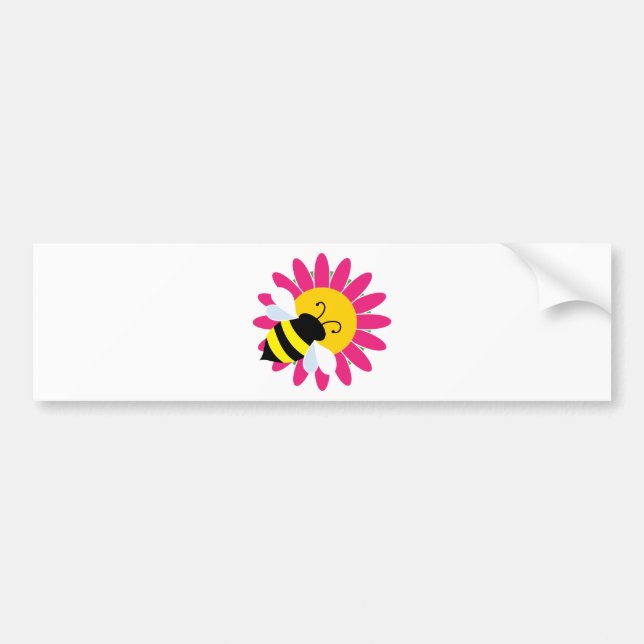 Bumble Bee on Flower Bumper Sticker (Front)