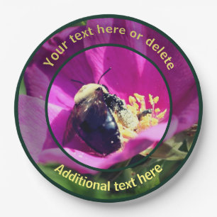 Bumble Bee On Flower Nature Personalised Party Paper Plate