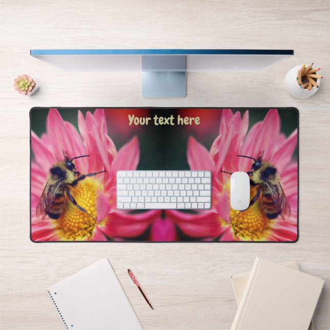 Bumble Bee On Pink Daisy Flower Personalised  Desk Mat (Office 1)