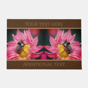 Bumble Bee On Pink Daisy Flower Personalized Doormat