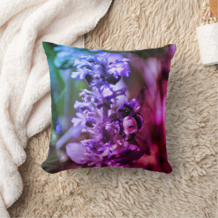 Bumble Bee On Purple Flower Abstract Colours  Cushion